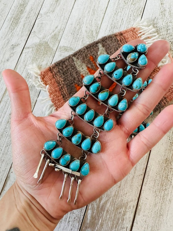 Navajo Turquoise & Sterling Silver Chandelier Dangle Earrings free shipping -Oh Em Gee Boutique