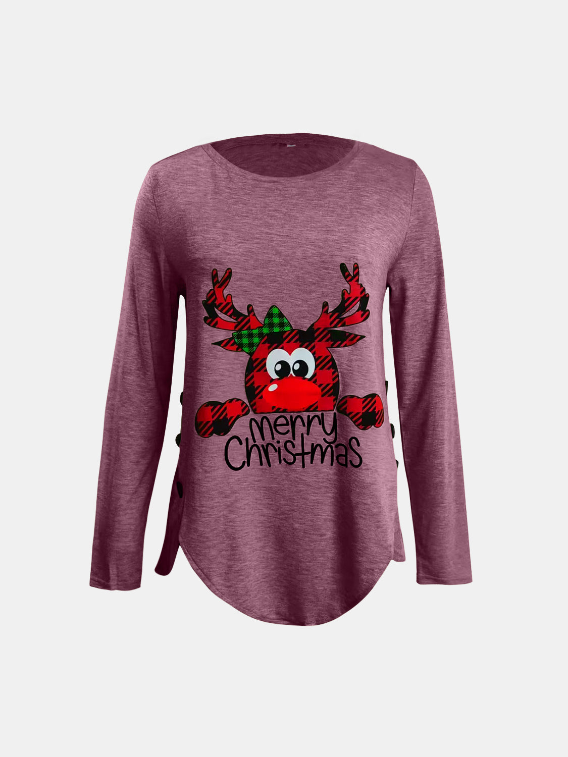 Full Size Reindeer Round Neck Long Sleeve T-Shirt free shipping -Oh Em Gee Boutique
