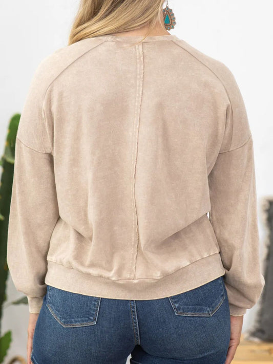 Plus Size Peace Sign Long Sleeve Sweatshirt free shipping -Oh Em Gee Boutique