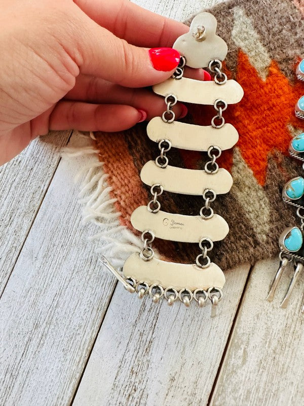 Navajo Turquoise & Sterling Silver Chandelier Dangle Earrings free shipping -Oh Em Gee Boutique