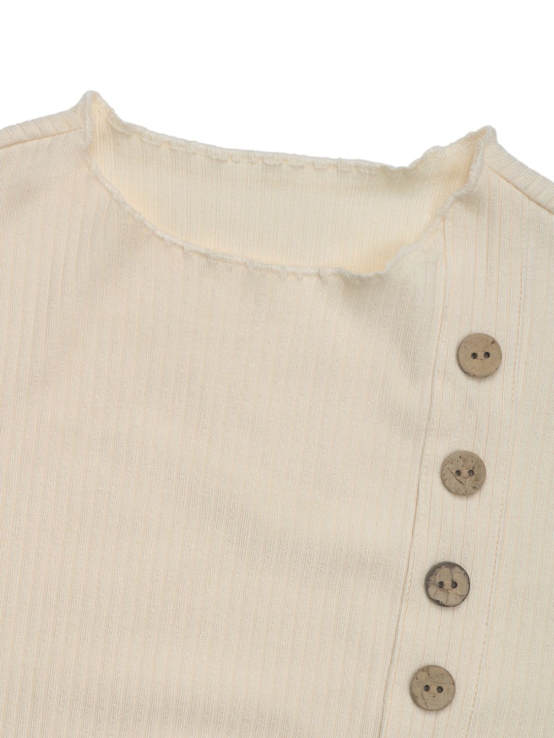 Perfee Decorative Button Round Neck Long Sleeve Bodysuit free shipping -Oh Em Gee Boutique