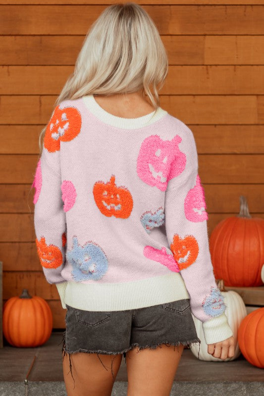 Halloween Pumpkin Crewneck Sweater free shipping -Oh Em Gee Boutique