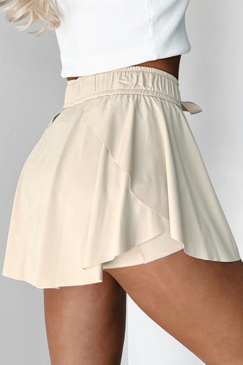 Drawstring High Waist Lined Active Skorts free shipping -Oh Em Gee Boutique