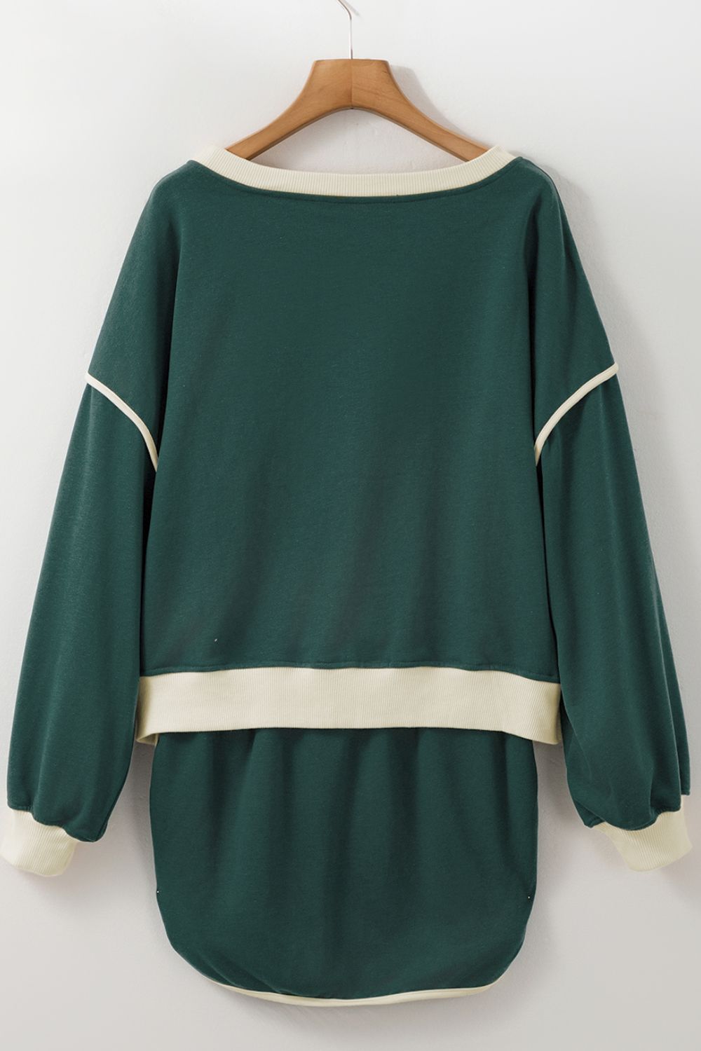 Contrast Trim Round Neck Top and Skort Set free shipping -Oh Em Gee Boutique