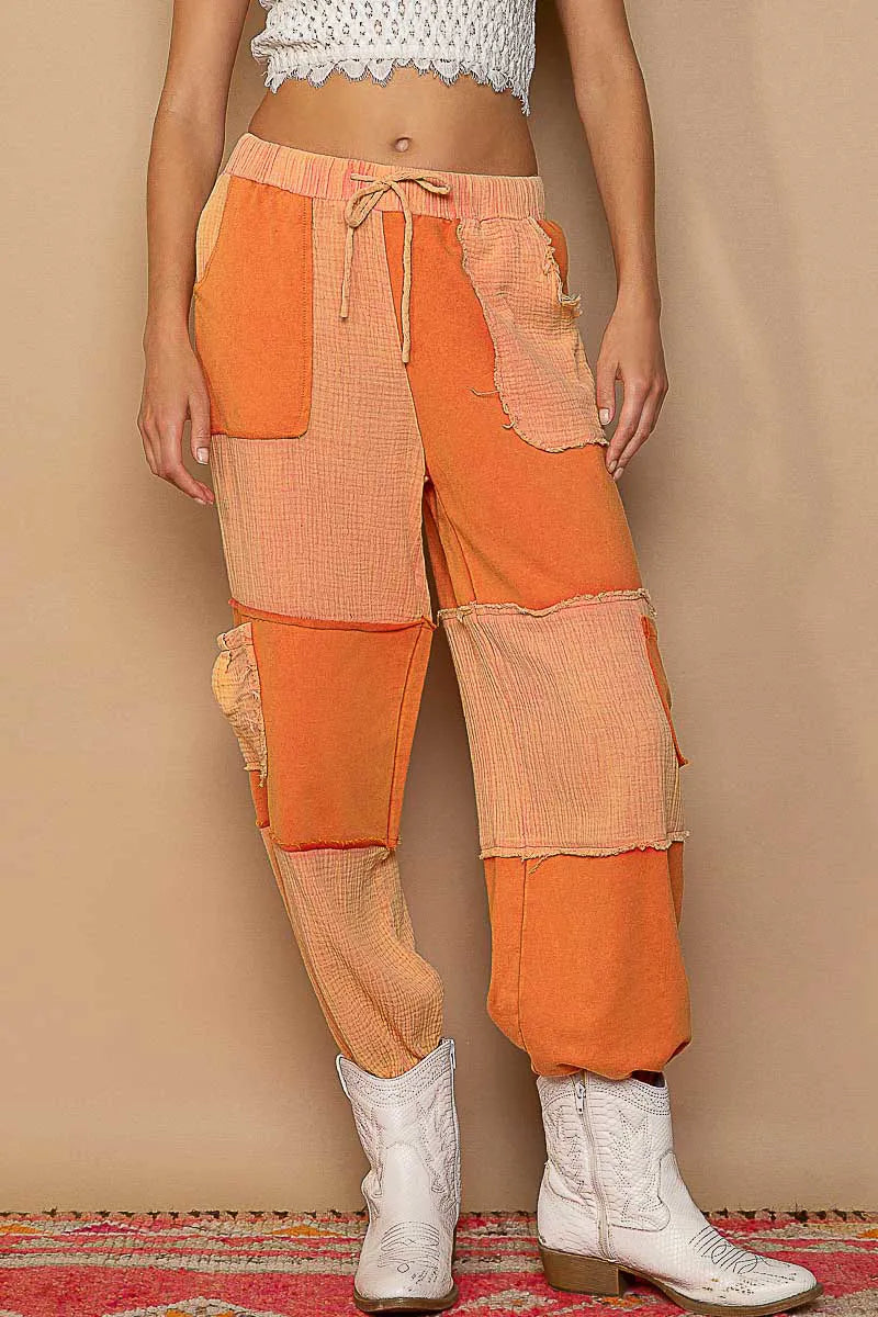 POL Drawstring Pocketed Contrast Jogger Pants free shipping -Oh Em Gee Boutique