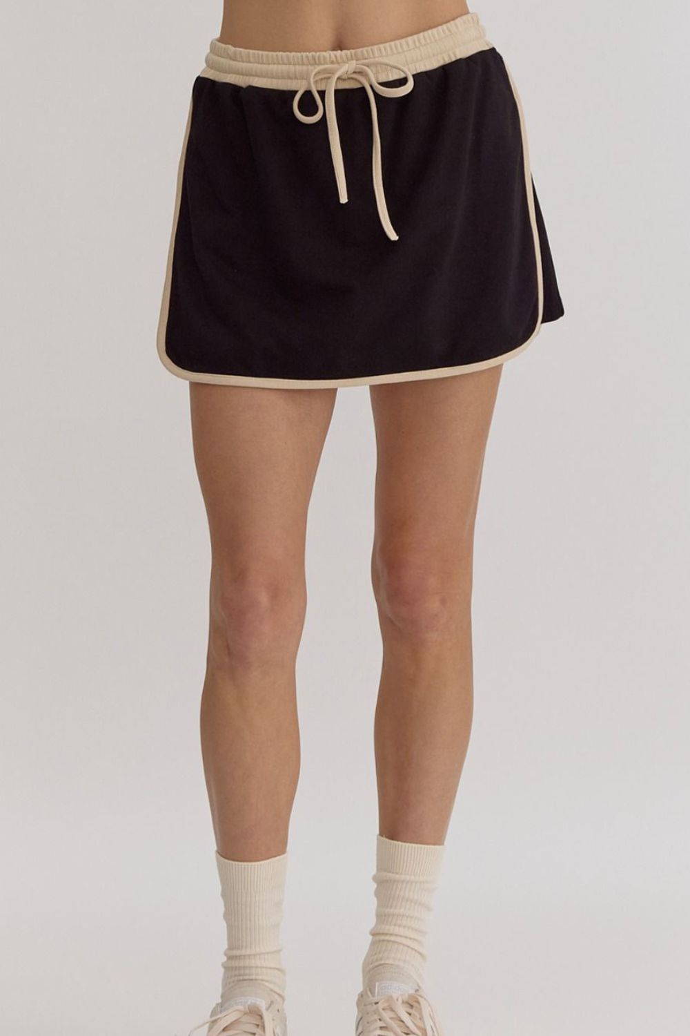 Contrast Trim Round Neck Top and Skort Set free shipping -Oh Em Gee Boutique