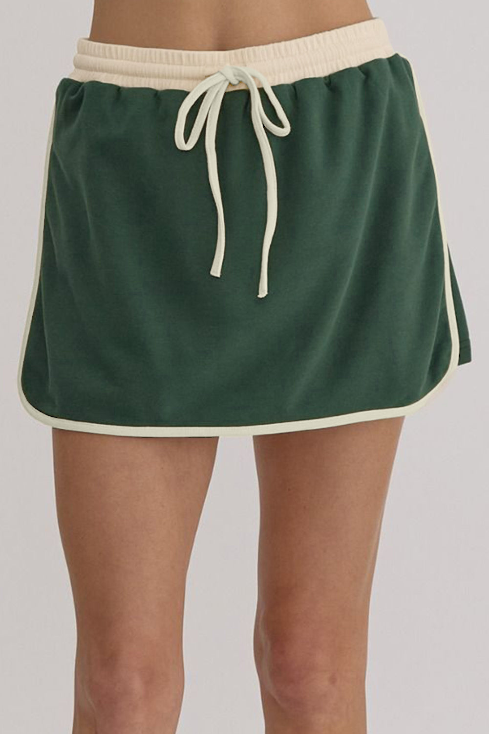Contrast Trim Round Neck Top and Skort Set free shipping -Oh Em Gee Boutique