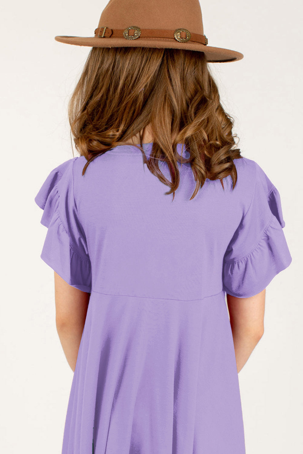 Girl's Round Neck Petal Sleeve Dress free shipping -Oh Em Gee Boutique