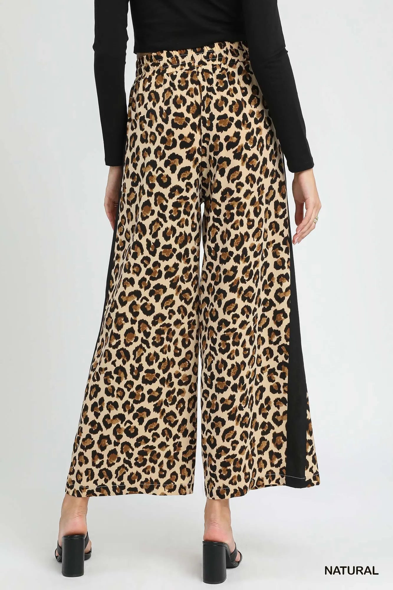 Umgee Leopard Print Wide-Leg Drawstring Pants free shipping -Oh Em Gee Boutique