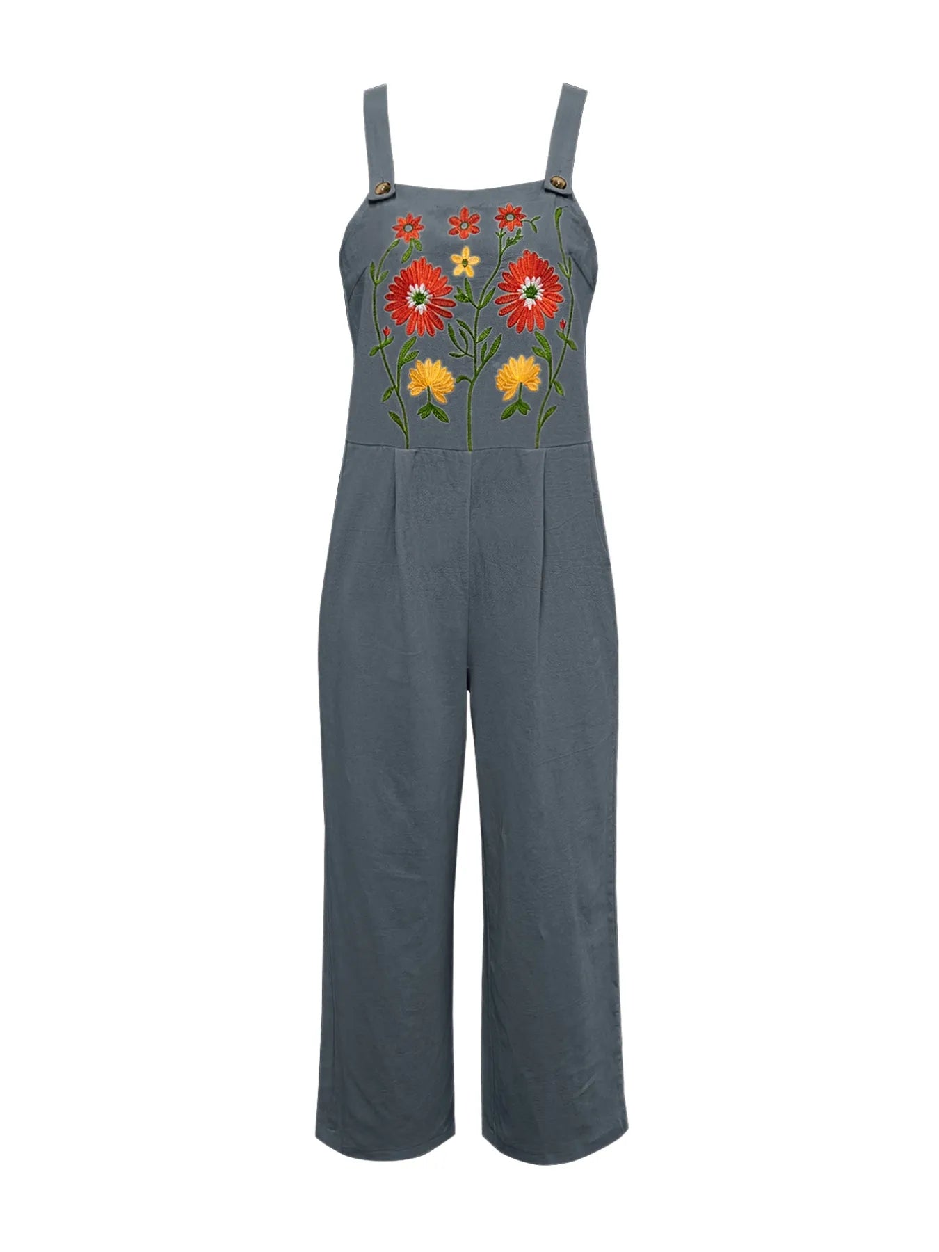 Floral Embroidered Wide Leg Jumpsuit free shipping -Oh Em Gee Boutique