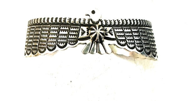 Navajo Hand Stamped Sterling Silver Thunderbird Cuff free shipping -Oh Em Gee Boutique