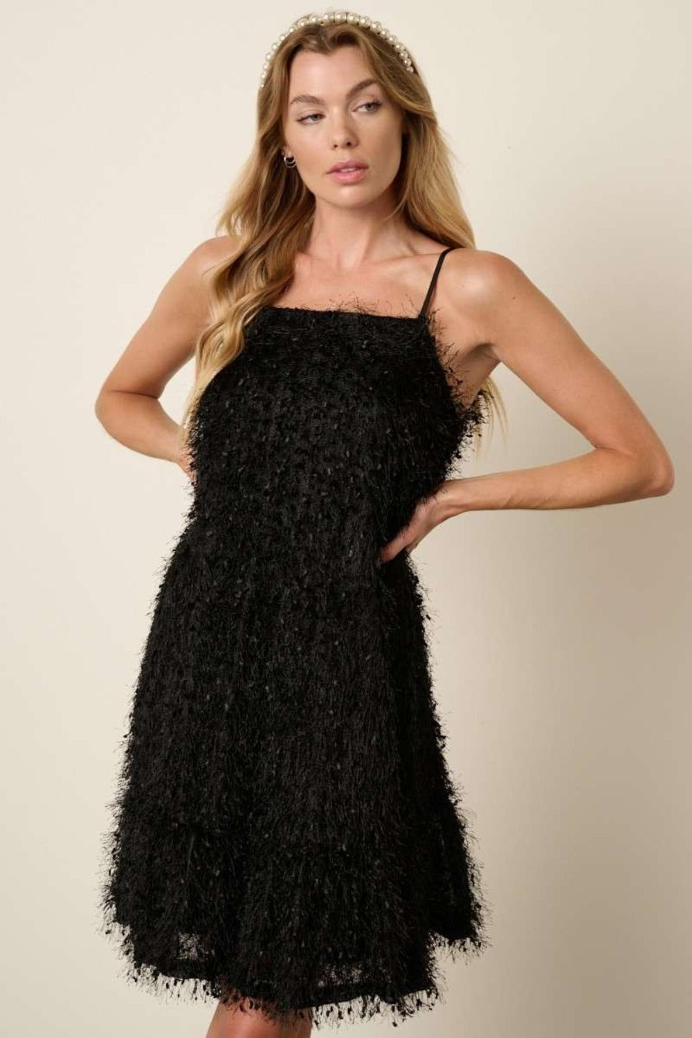 Mittoshop Feather Ruffle Hem Mini Cami Dress free shipping -Oh Em Gee Boutique