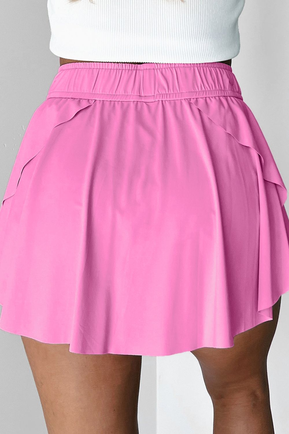 Drawstring High Waist Lined Active Skorts free shipping -Oh Em Gee Boutique