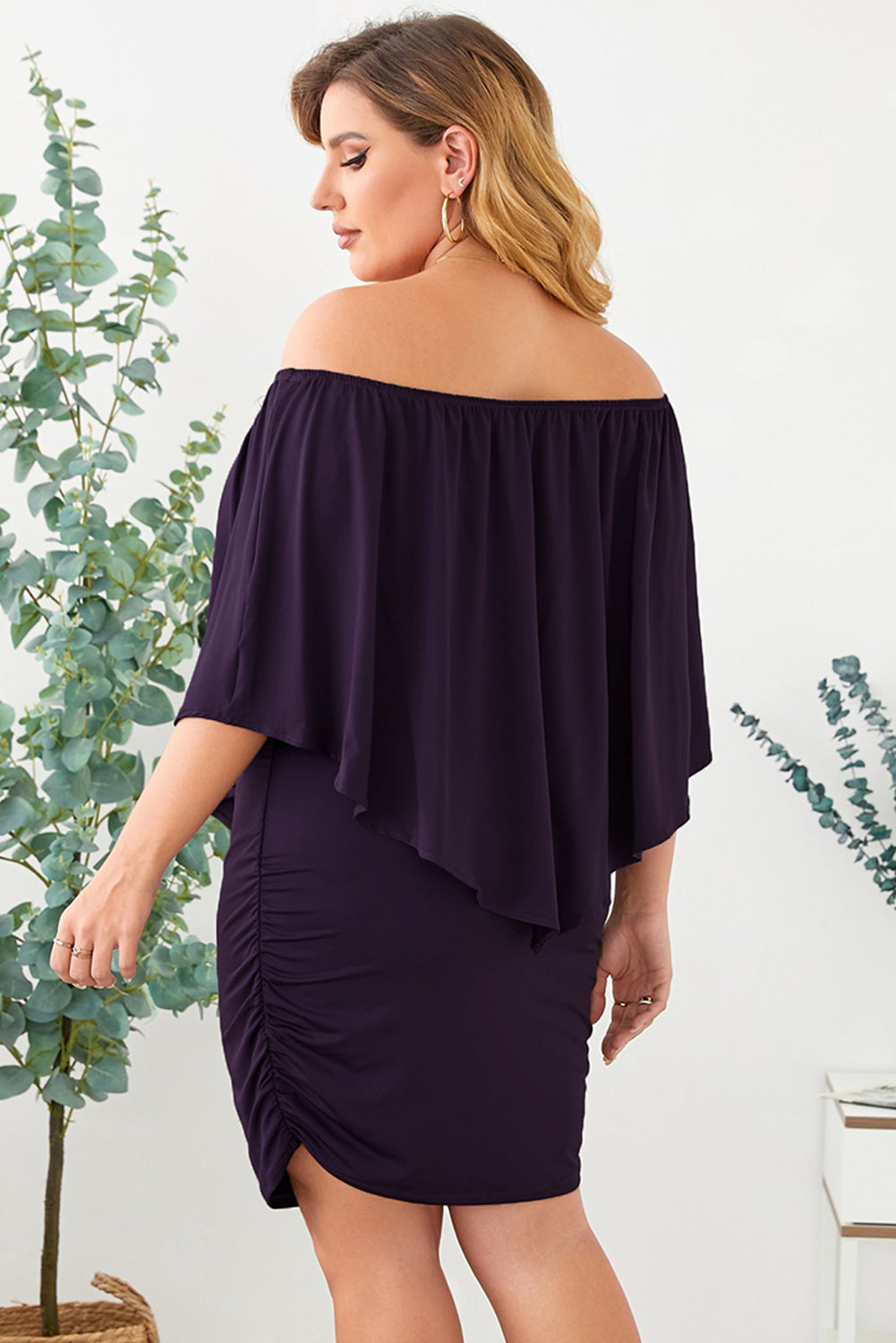 Full Size Off-Shoulder Half Sleeve Dress free shipping -Oh Em Gee Boutique