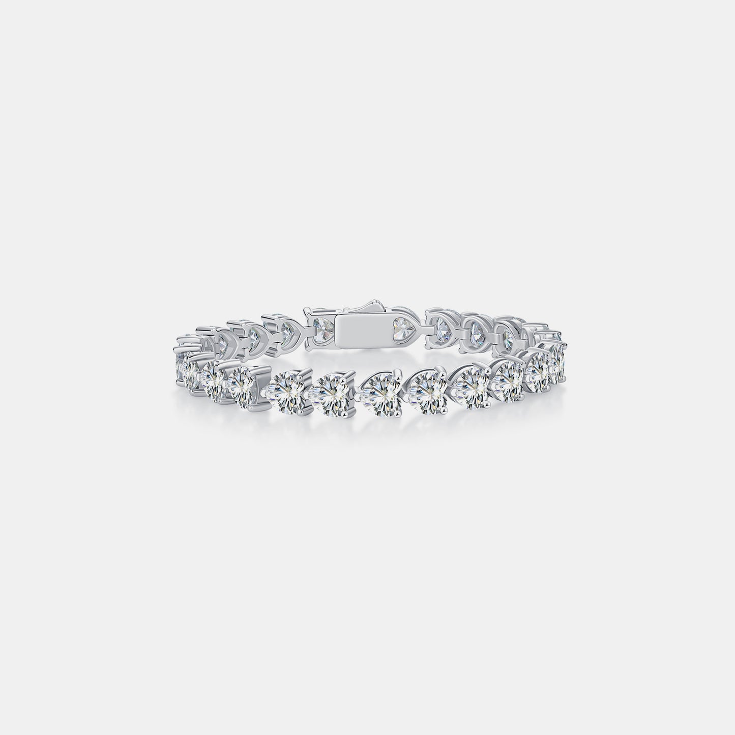 24 Carat Moissanite 925 Sterling Silver Heart Bracelet free shipping -Oh Em Gee Boutique