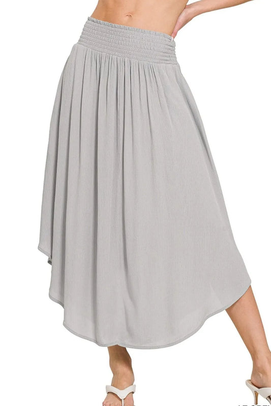 Zenana Woven Crinkle Smocked Waist Maxi Skirt with Pockets free shipping -Oh Em Gee Boutique