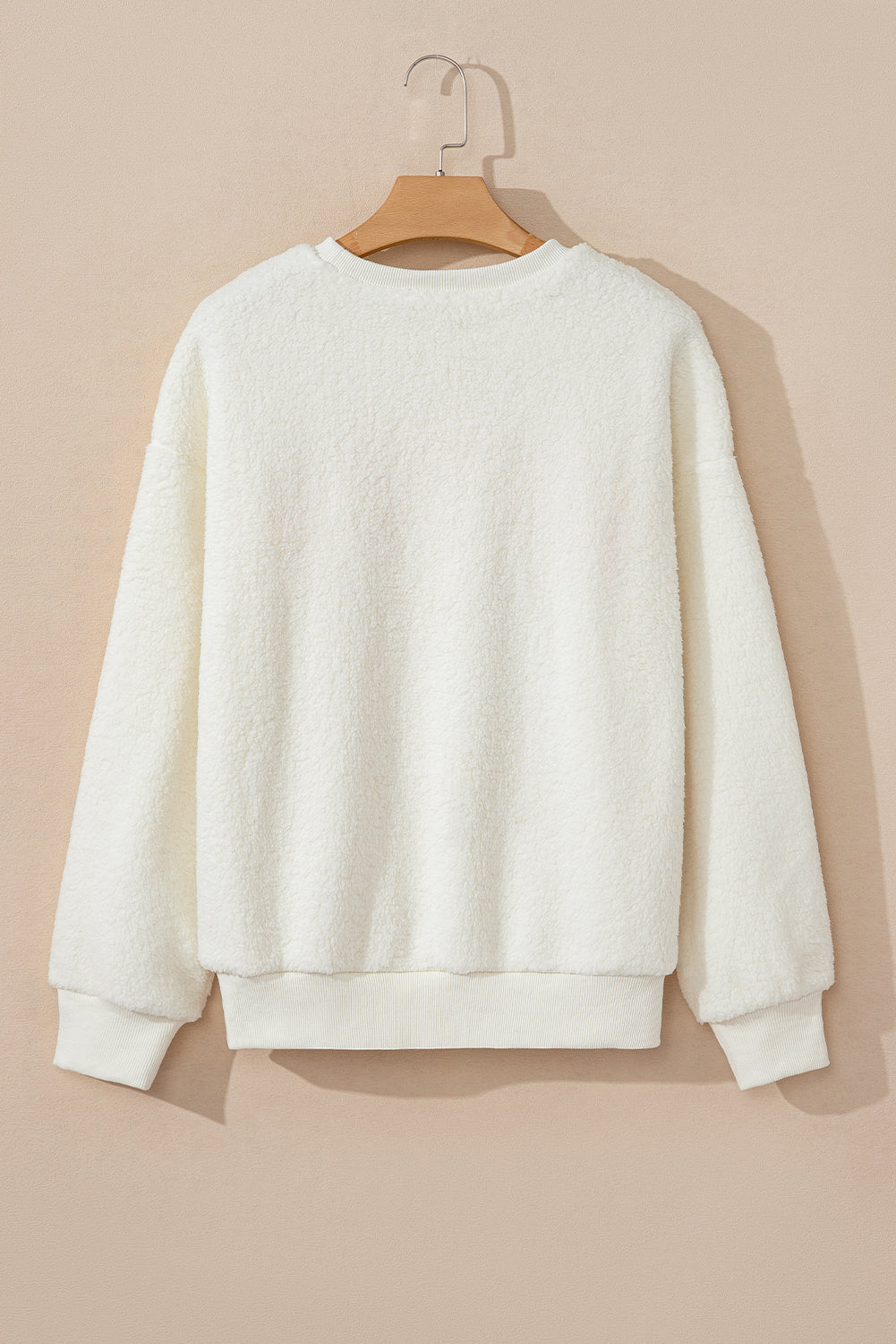 HOWDY Patched Round Neck Sherpa Sweatshirt free shipping -Oh Em Gee Boutique