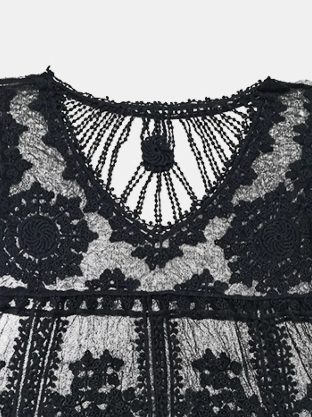 Lace Round Neck Cover-Up free shipping -Oh Em Gee Boutique