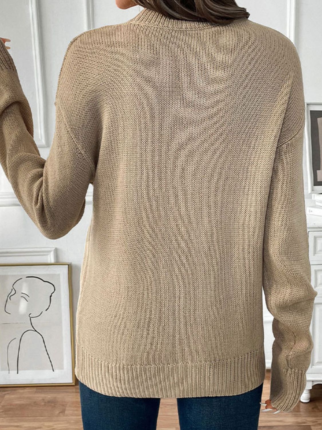 Perfee Cherry Round Neck Long Sleeve Sweater free shipping -Oh Em Gee Boutique