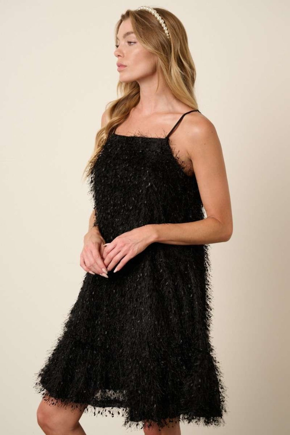 Mittoshop Feather Ruffle Hem Mini Cami Dress free shipping -Oh Em Gee Boutique