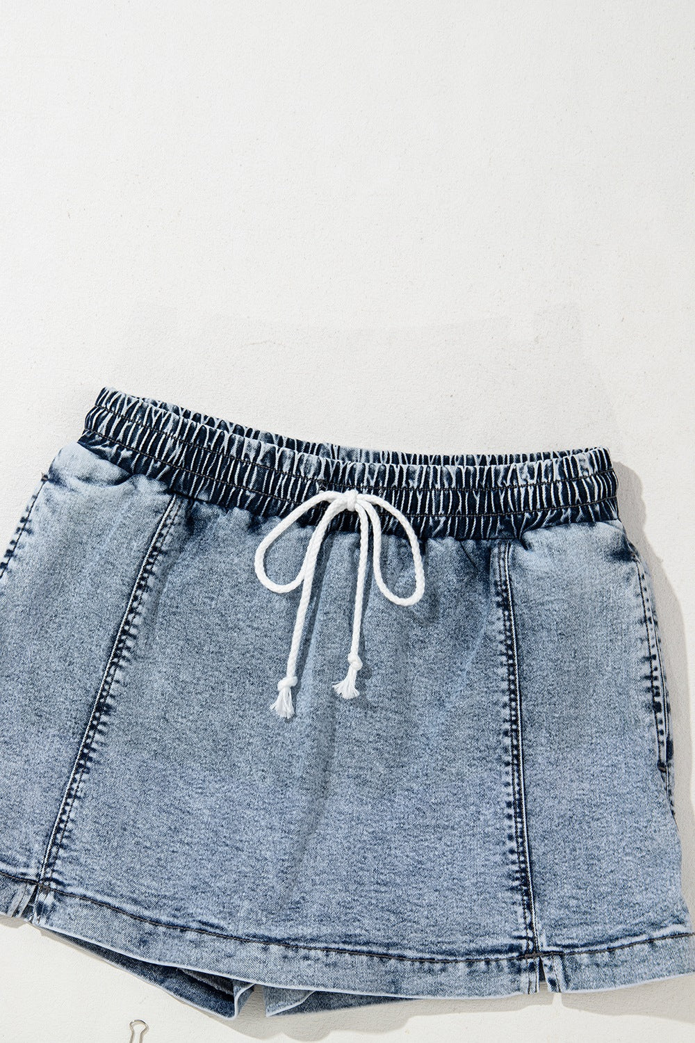 Drawstring High Waist Pocketed Denim Shorts free shipping -Oh Em Gee Boutique