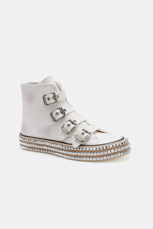 Beast Fashion Multi-Buckle Straps Studded Platform Sneakers-Punk free shipping -Oh Em Gee Boutique