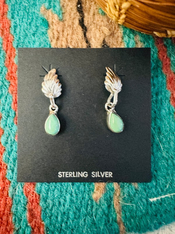 Navajo Turquoise & Sterling Silver Feather Earrings free shipping -Oh Em Gee Boutique