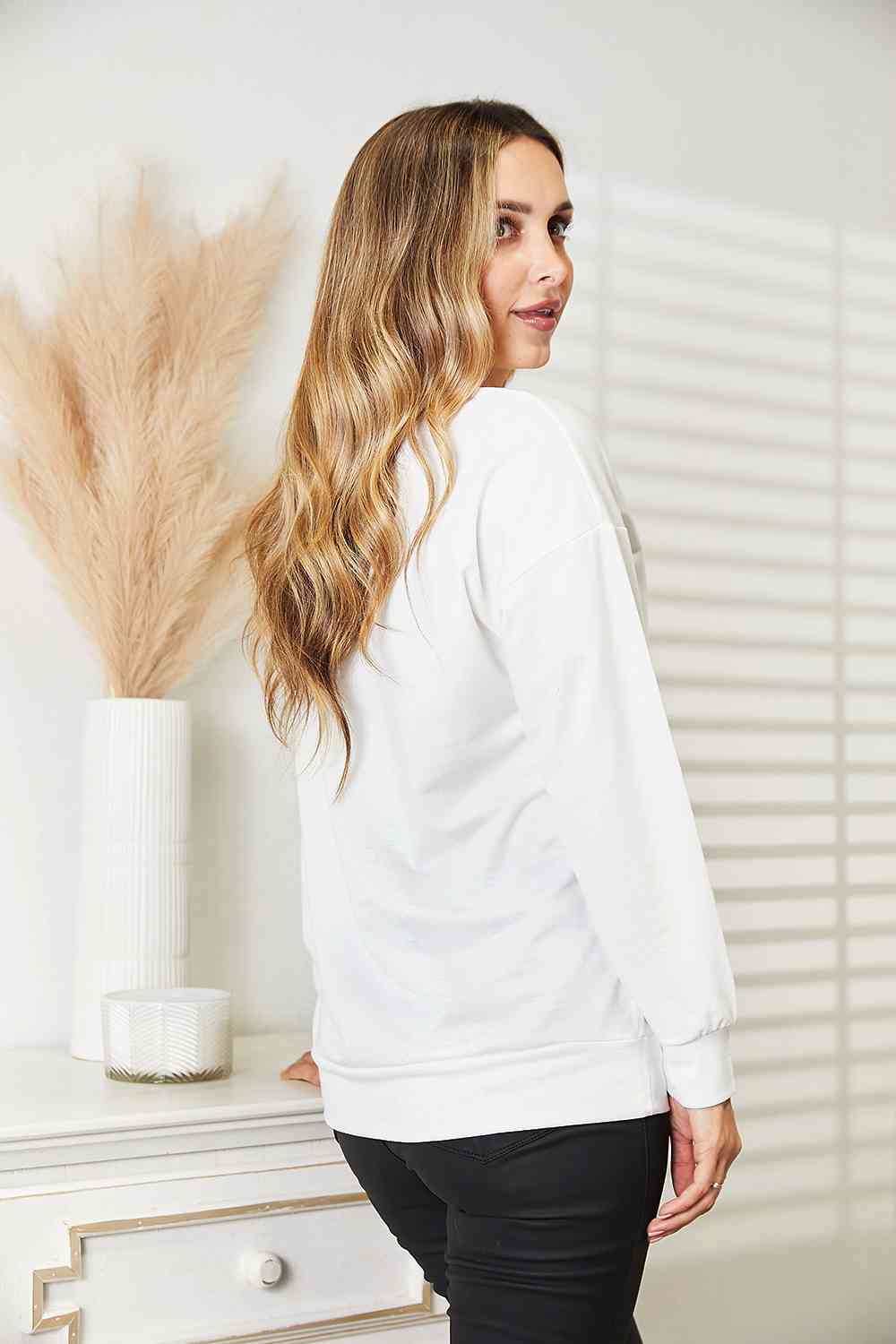 Simply Love Graphic Dropped Shoulder Round Neck Sweatshirt free shipping -Oh Em Gee Boutique
