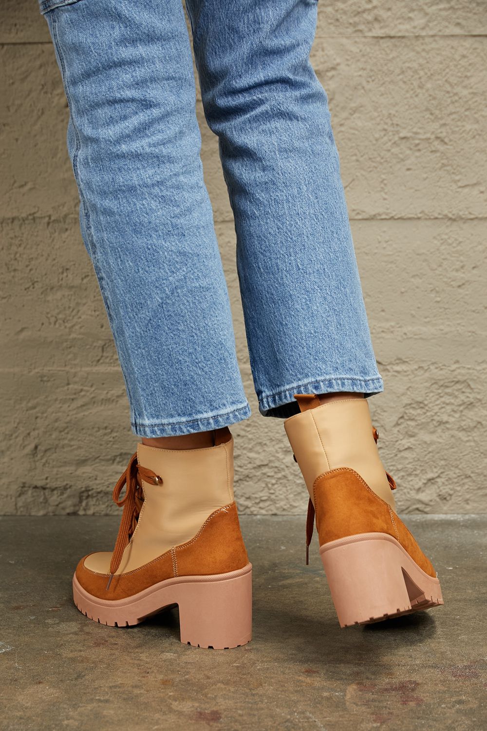 East Lion Corp Lace Up Lug Booties free shipping -Oh Em Gee Boutique
