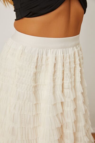 Ruched High Waist Tiered Skirt free shipping -Oh Em Gee Boutique