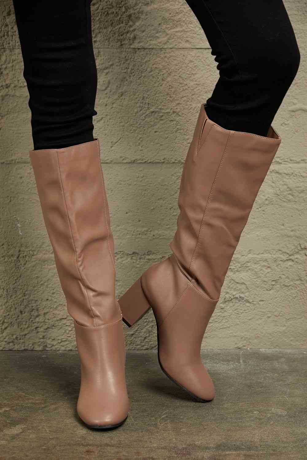 East Lion Corp Block Heel Knee High Boots free shipping -Oh Em Gee Boutique