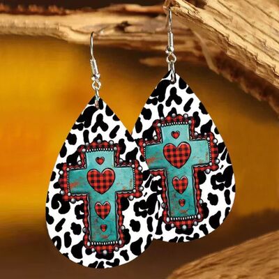 PU Leather Iron Hook Teardrop Earrings free shipping -Oh Em Gee Boutique