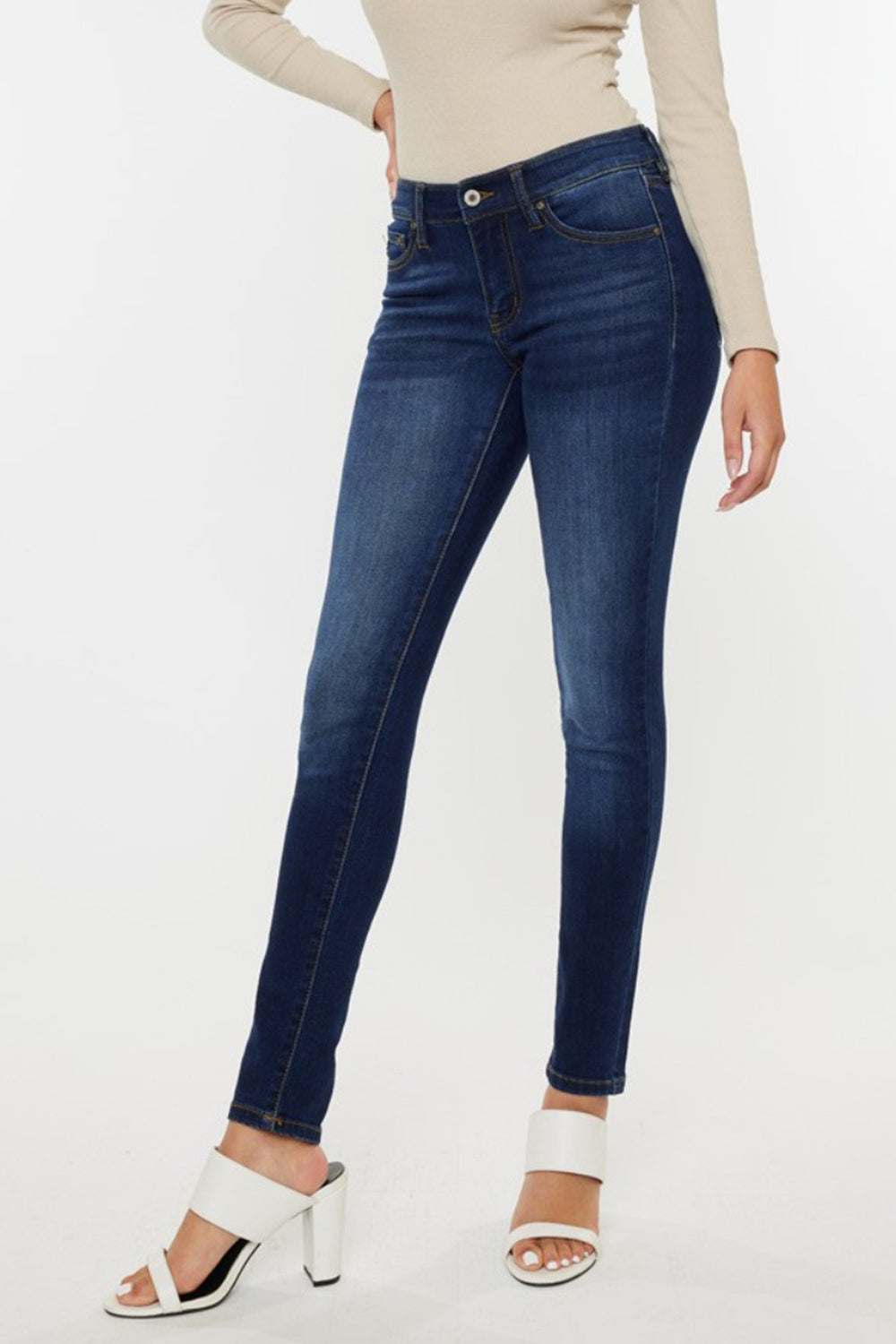 Kancan Mid Rise Gradient Skinny Jeans free shipping -Oh Em Gee Boutique