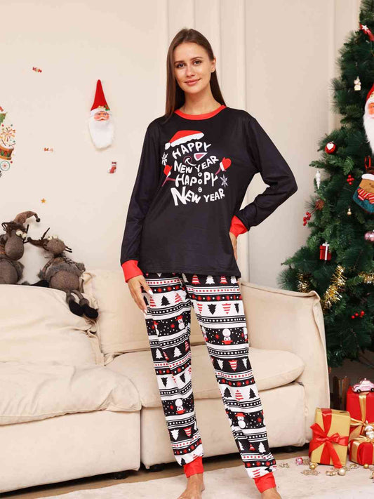 New Year's Full Size Graphic Top and Pants Set free shipping -Oh Em Gee Boutique