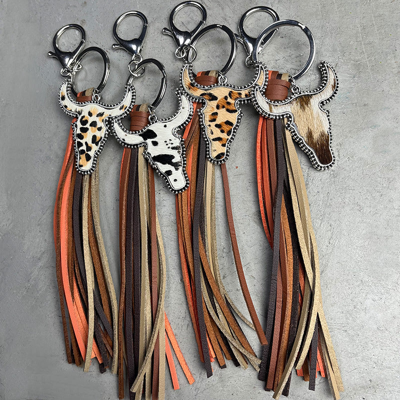 Bull Shape Fringe Key Chain free shipping -Oh Em Gee Boutique