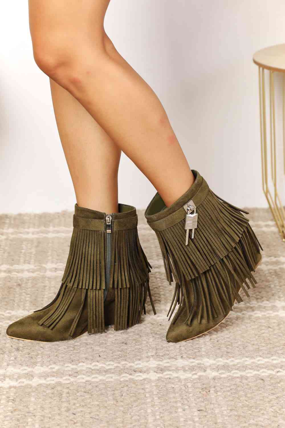 Legend Women's Tassel Wedge Heel Ankle Booties free shipping -Oh Em Gee Boutique