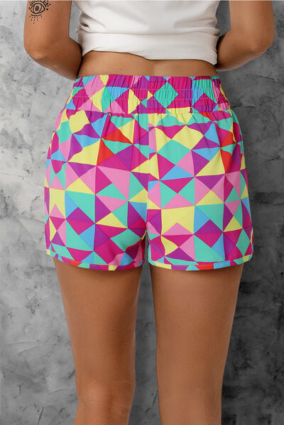 Color Block Elastic Waist Shorts free shipping -Oh Em Gee Boutique