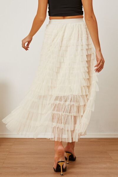 Ruched High Waist Tiered Skirt free shipping -Oh Em Gee Boutique