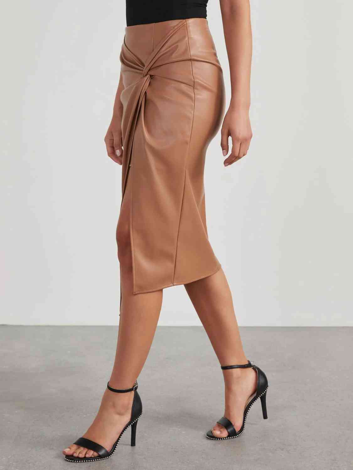 Twist Detail High Waist Skirt free shipping -Oh Em Gee Boutique