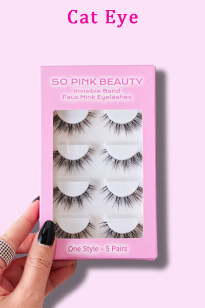 SO PINK BEAUTY Faux Mink Eyelashes 5 Pairs free shipping -Oh Em Gee Boutique