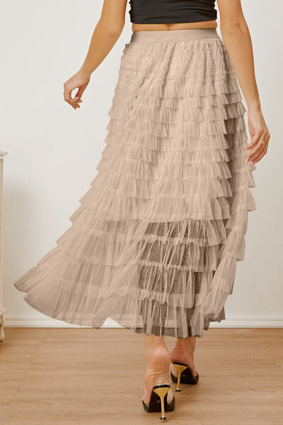 Ruched High Waist Tiered Skirt free shipping -Oh Em Gee Boutique