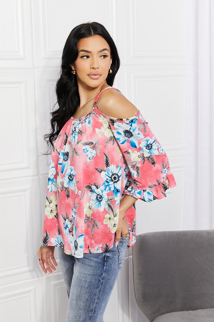 Sew In Love Full Size Fresh Take Floral Cold-Shoulder Top free shipping -Oh Em Gee Boutique