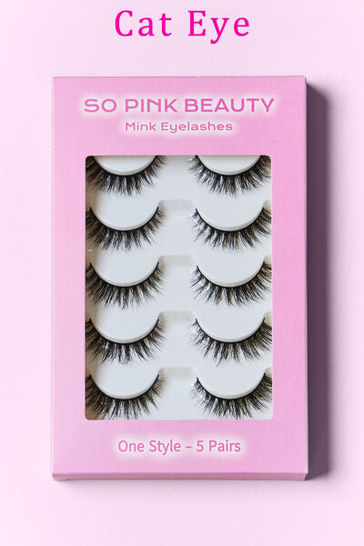 SO PINK BEAUTY Faux Mink Eyelashes 5 Pairs free shipping -Oh Em Gee Boutique