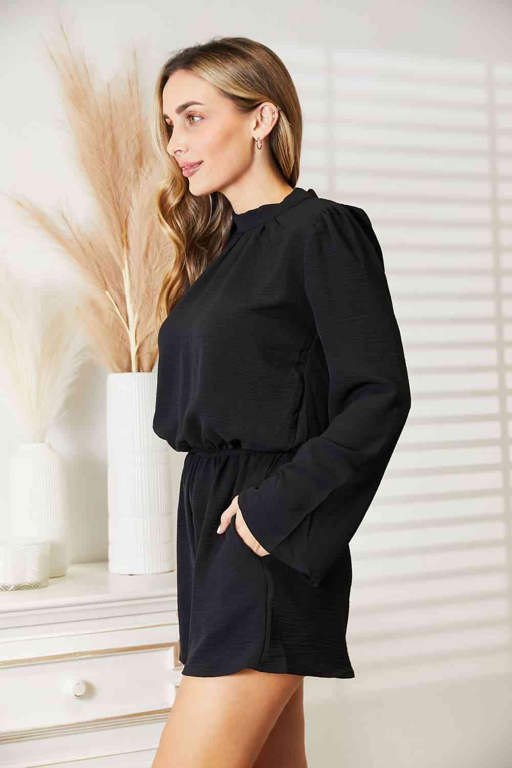 Culture Code Full Size Open Back Romper with Pockets free shipping -Oh Em Gee Boutique