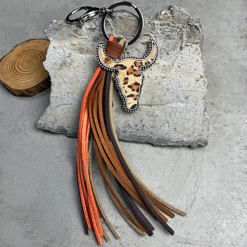 Bull Shape Fringe Key Chain free shipping -Oh Em Gee Boutique