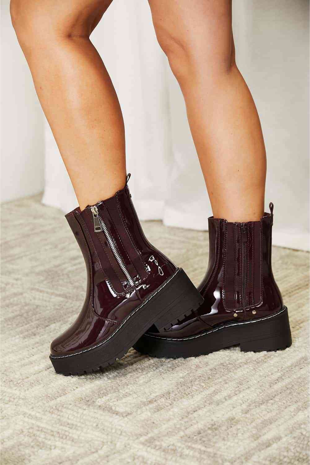 Forever Link Side Zip Platform Boots free shipping -Oh Em Gee Boutique