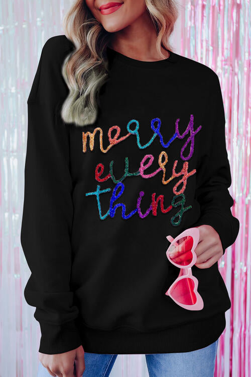 Christmas Letter Graphic Dropped Shoulder Sweatshirt free shipping -Oh Em Gee Boutique