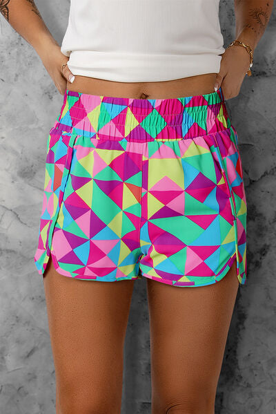 Color Block Elastic Waist Shorts free shipping -Oh Em Gee Boutique
