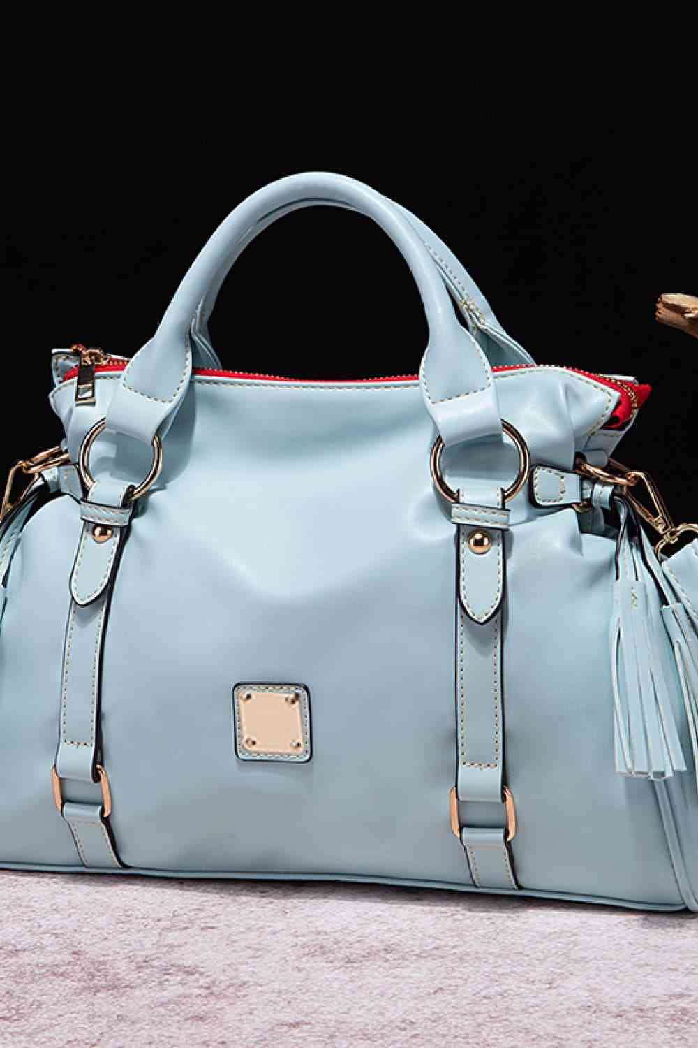 PU Leather Handbag with Tassels free shipping -Oh Em Gee Boutique