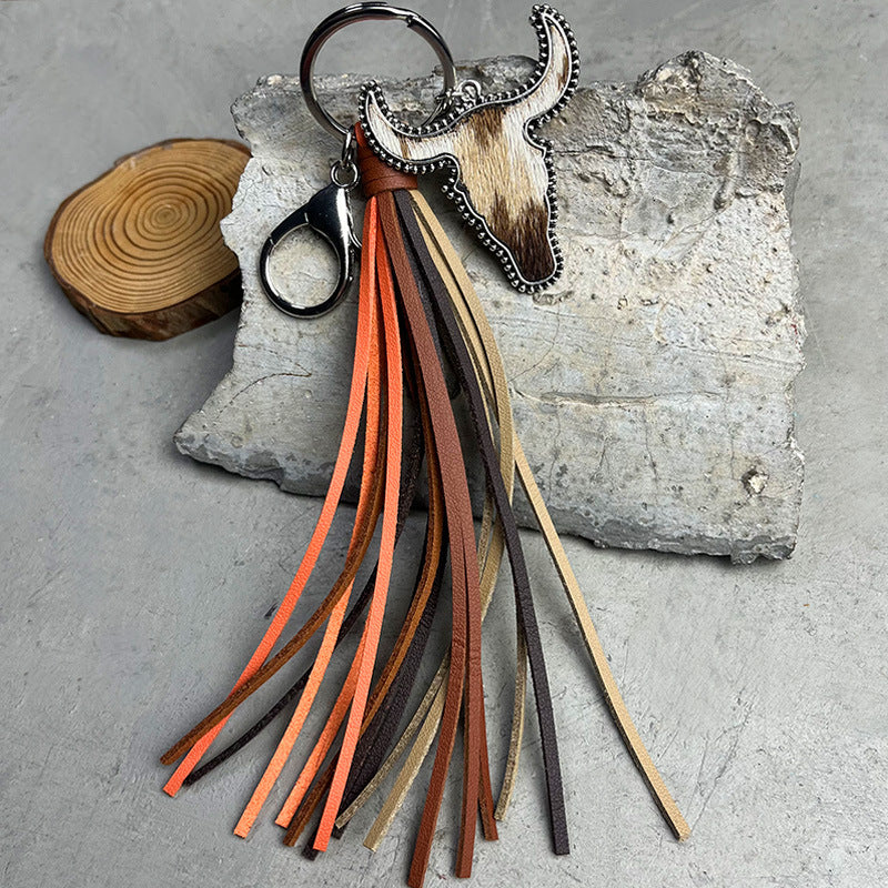 Bull Shape Fringe Key Chain free shipping -Oh Em Gee Boutique